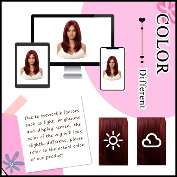 Long Layered Synthetic Wig with Bangs Straight Medium Length Daily Party Use